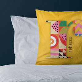 Cojín Decorativo Resumen geométrico moderno colorido inicial