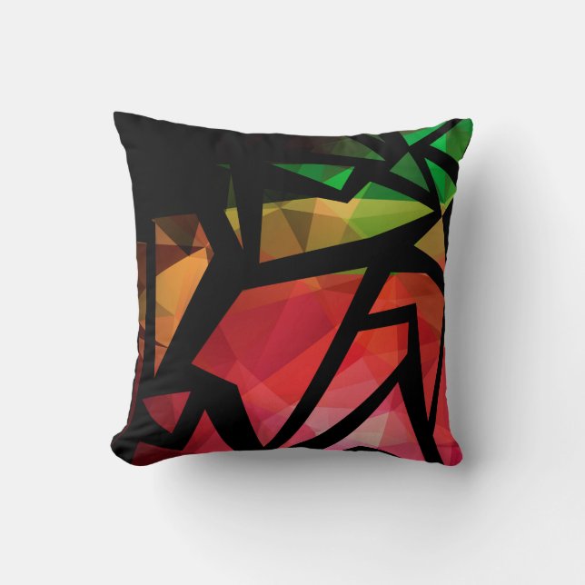 Cojín Decorativo Resumen graffiti poligonal moderno oscuro geométri (Anverso)