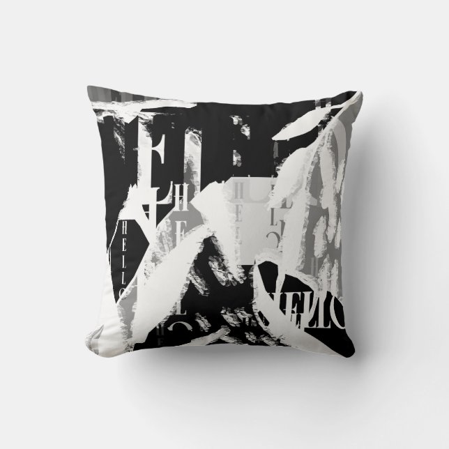 Cojín Decorativo Resumen Gris blanco negro (Anverso)