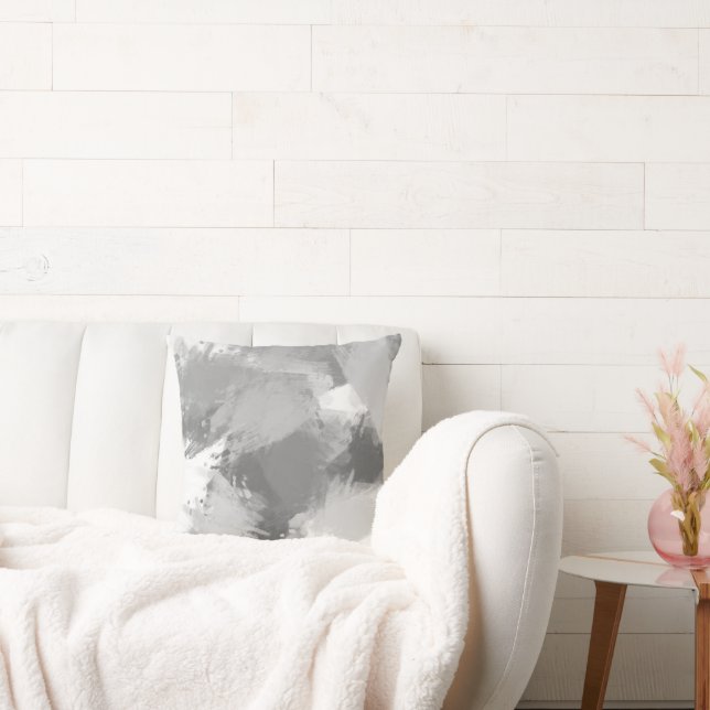Cojín Decorativo Resumen gris Pinceles modernos (Sofá)