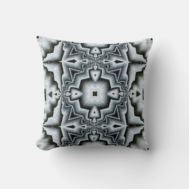 Cojín decorativo Resumen gris y blanco (Anverso)