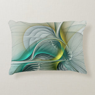 Cojín Decorativo Resumen hipnótico Fractal Verde azulado Turquesa d