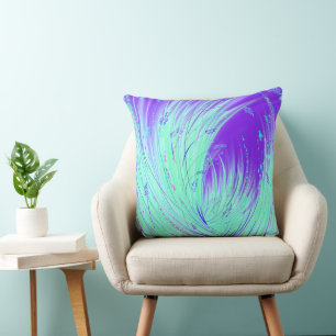 Cojín Decorativo Resumen Jardín con Encanto de Púrpura Verde