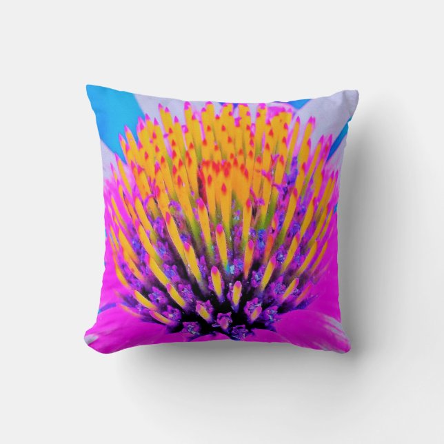 Cojín Decorativo Resumen macroeconómico Conefluente rosa caliente y (Anverso)