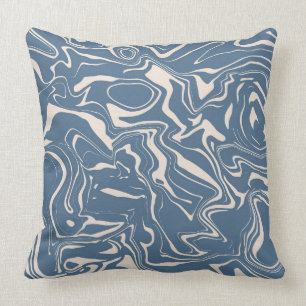 Cojín Decorativo Resumen Marble Swirl Pattern Nave Blue Cream