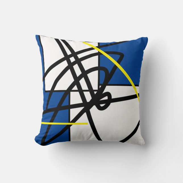 Cojín Decorativo Resumen Minimalismo Almohín amarillo azul (Anverso)