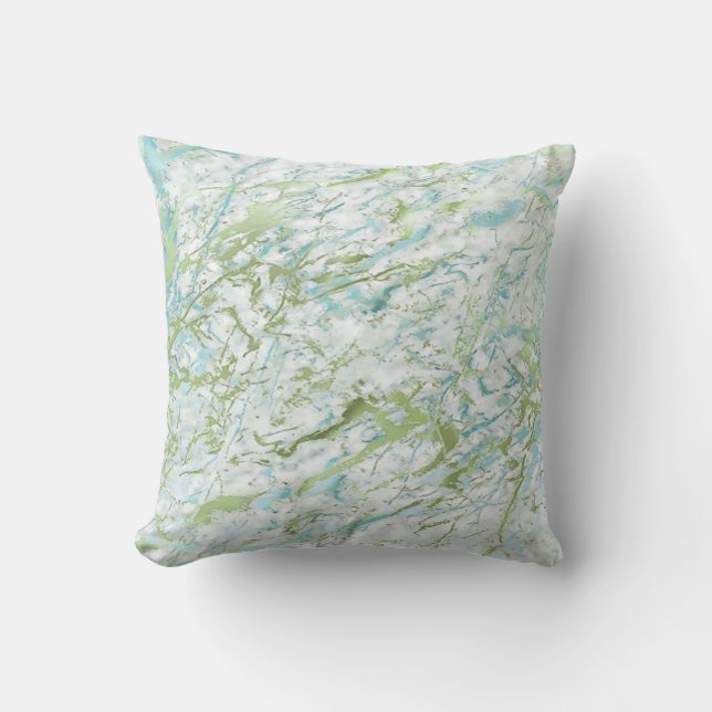 Cojín Decorativo Resumen Mint Green Blue Marble Lujo (Anverso)