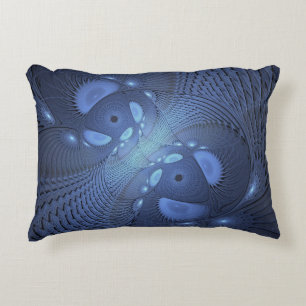 Cojín Decorativo Resumen moderno Arte Fractal Dusk Azul trendy