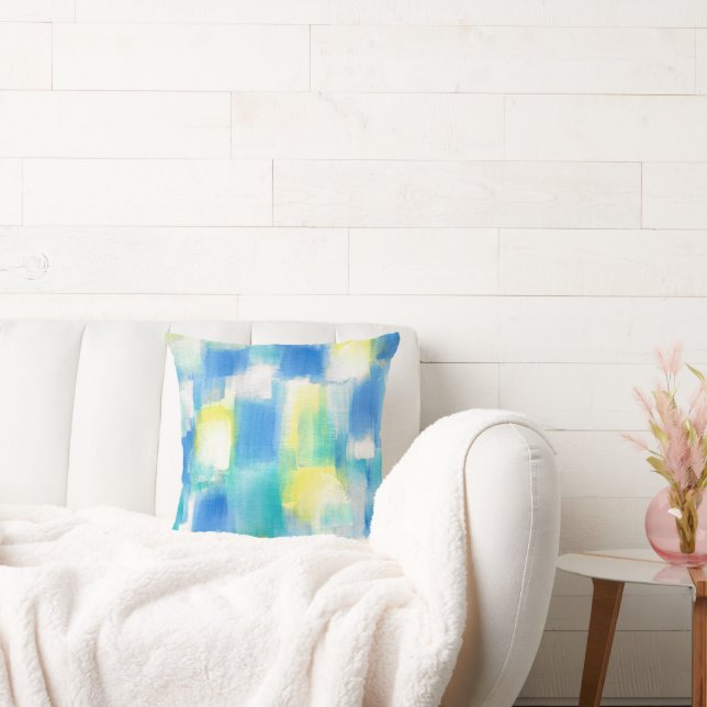 Cojín Decorativo Resumen moderno azul turquesa amarillo blanco (Sofá)