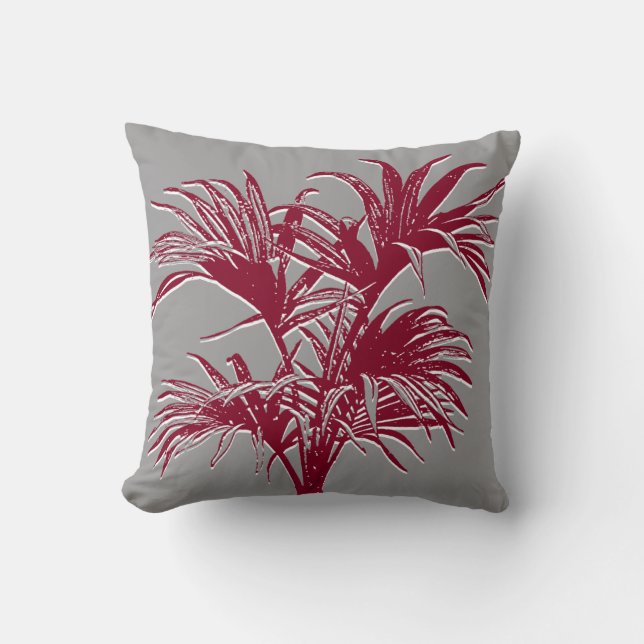 Cojín Decorativo Resumen moderno palmeras tropicales árboles borgoñ (Anverso)