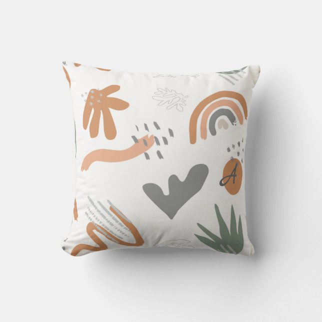 Cojín Decorativo Resumen Mondern Thrwo Pillow Terracotta Monograma (Anverso)