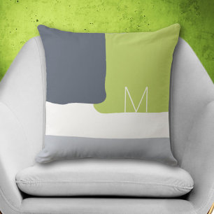 Cojín Decorativo Resumen Monograma verde limón decorativo