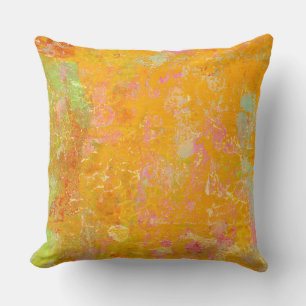 Cojín Decorativo Resumen Naranja de pintura de arte amarillo rosa r