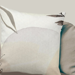Cojín Decorativo Resumen natural Minimalista marfileño gris y marró