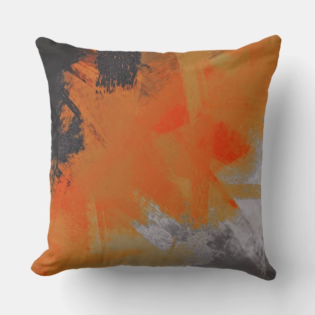 Cojín Decorativo Resumen negro gris Naranja (Anverso)