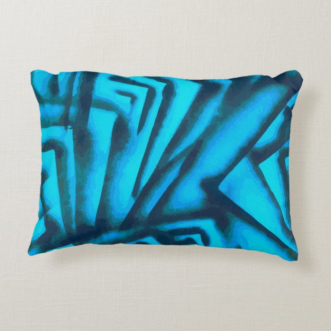 Cojín Decorativo Resumen negro y azul (Reverso)