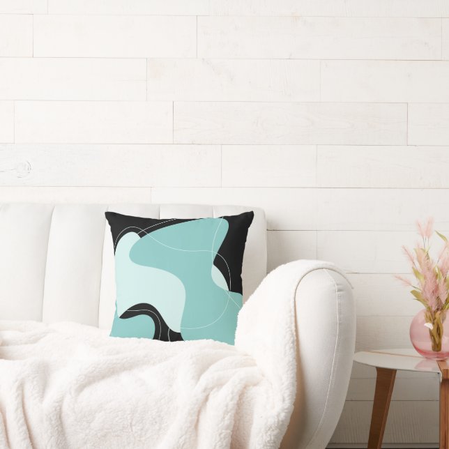 Cojín Decorativo Resumen negro y Verde azulado (Sofá)