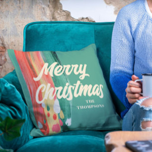 Cojín Decorativo Resumen nombre personalizado de navidad moderna