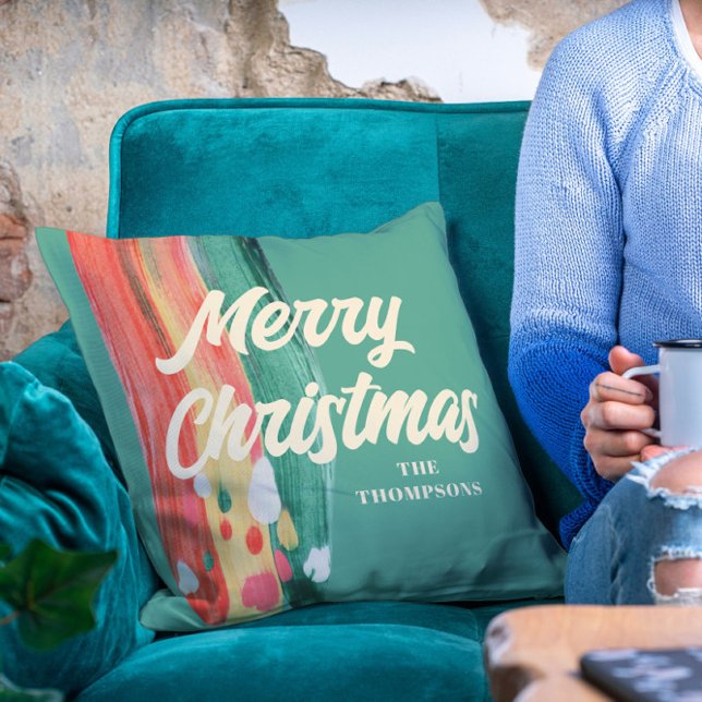 Cojín Decorativo Resumen nombre personalizado de navidad moderna (Subido por el creador)