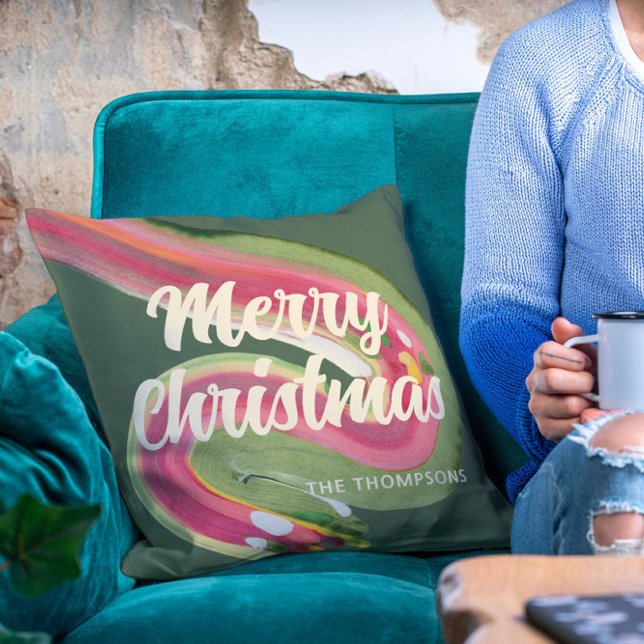 Cojín Decorativo Resumen nombre personalizado de navidad moderna (Subido por el creador)