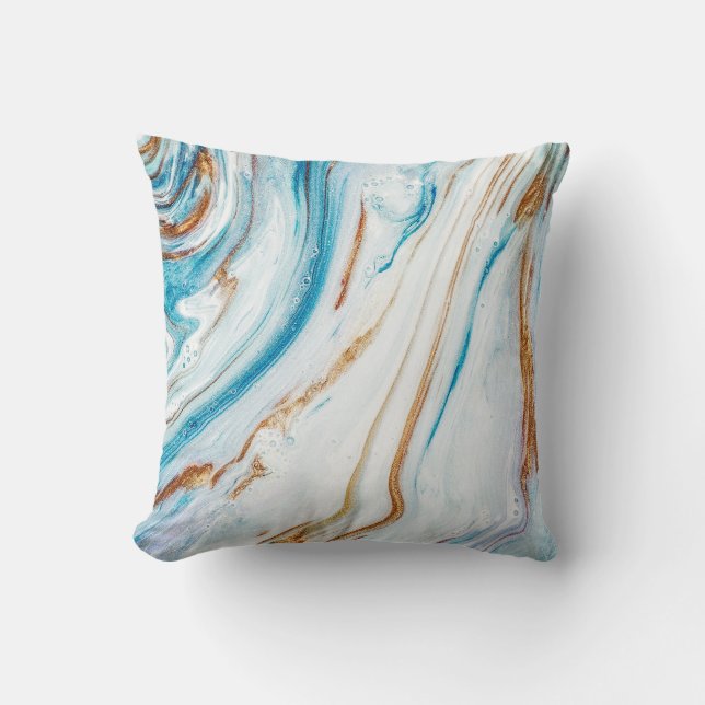 Cojín Decorativo Resumen Ocean Luxury Marble Swirls (Anverso)