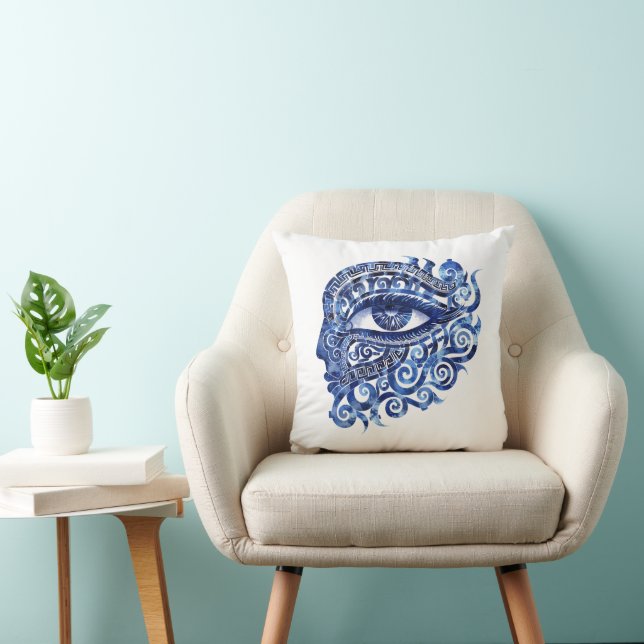 Cojín Decorativo Resumen Ojo Malvado Griego Con Clave Griega (Silla)