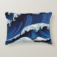 Resumen Olas del océano azul arte de estilo japoné