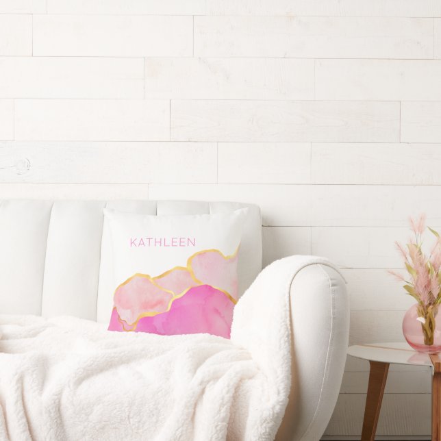 Cojín Decorativo Resumen Oro rosa Blanco NOMBRE personalizado Arte  (Sofá)