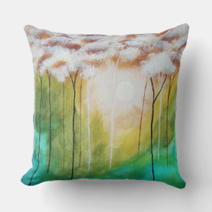 Cojín Decorativo Resumen Paisaje Arte Dawn Sunrise Árboles flacos