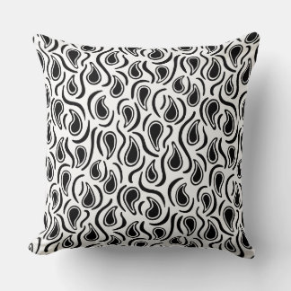 Cojín Decorativo Resumen Paisley 230523 - Blanco y negro