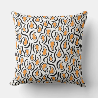 Cojín Decorativo Resumen Paisley 230523 - Naranja ligero, B&W