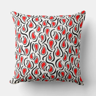 Cojín Decorativo Resumen Paisley 230523 - Rojo, Negro y Blanco
