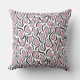 Cojín Decorativo Resumen Paisley 230523 - Rosa, negro y blanco