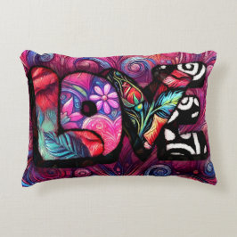 Cojín Decorativo Resumen Palabra de amor Graffiti Valentine Floral 