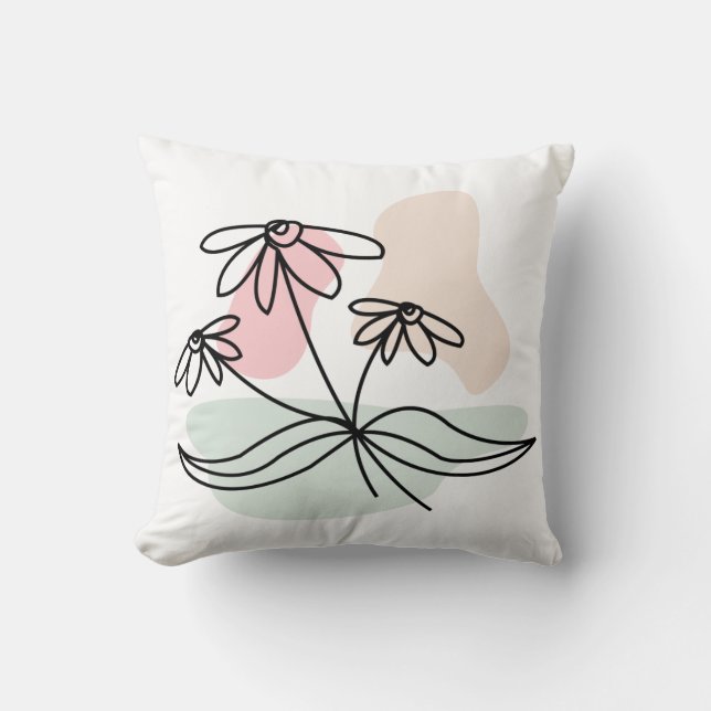 Cojín Decorativo Resumen Pastel Floral (Anverso)