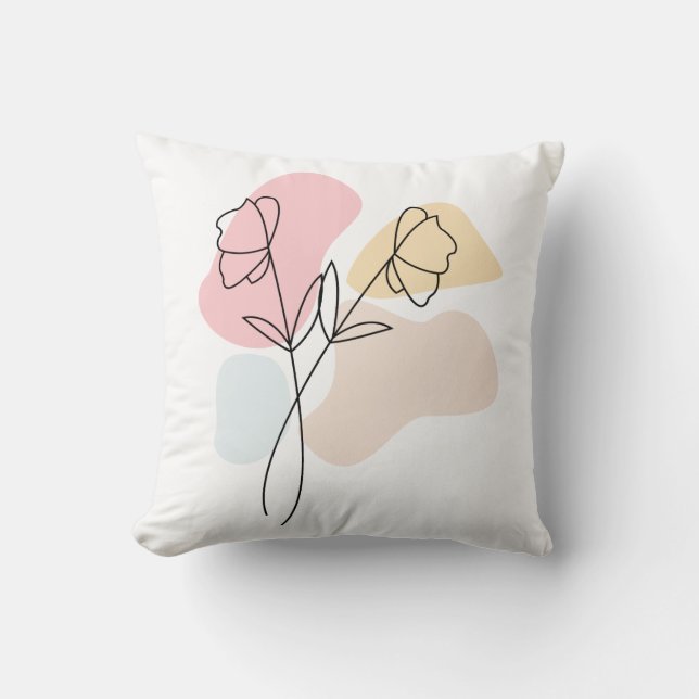 Cojín Decorativo Resumen Pastel Floral (Anverso)