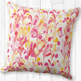 Cojín Decorativo Resumen Patrón de mármol retro Rojo rosa Amarillo
