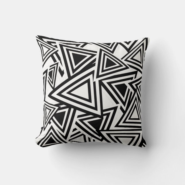 Cojín Decorativo Resumen Patrón de triángulo blanco negro (Anverso)