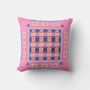 Cojín Decorativo Resumen Patrón geométrico rosa y azul pastel
