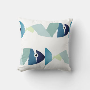 Cojín Decorativo Resumen Pescado Azul Natación