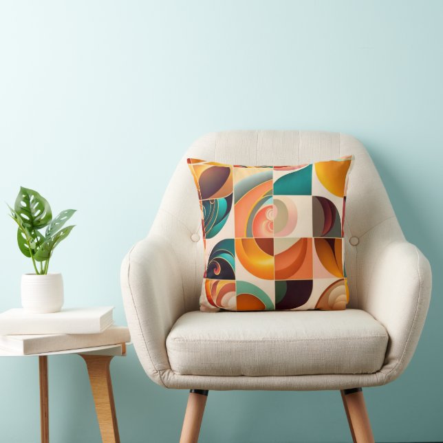 Cojín Decorativo Resumen Retro Trendy Squares Collection (Silla)