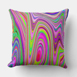 Cojín Decorativo Resumen rocoso amarillo y rosa Groovy arte retro