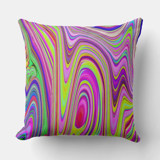 Cojín Decorativo Resumen rocoso amarillo y rosa Groovy arte retro (Anverso)