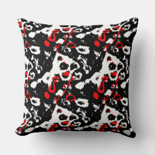 Cojín Decorativo Resumen rojo y blanco negro