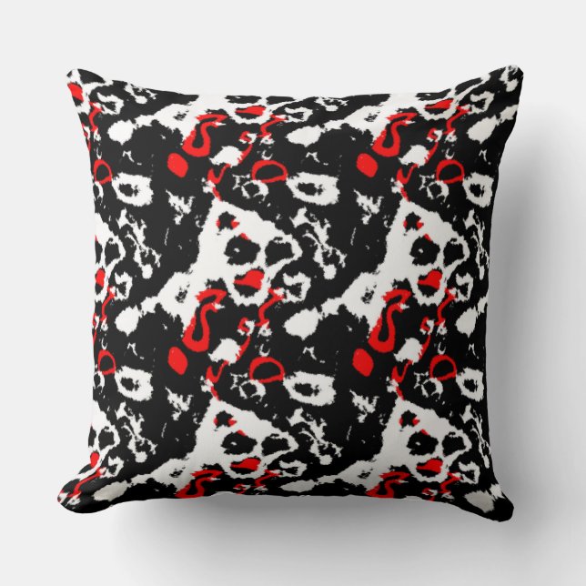 Cojín Decorativo Resumen rojo y blanco negro (Anverso)