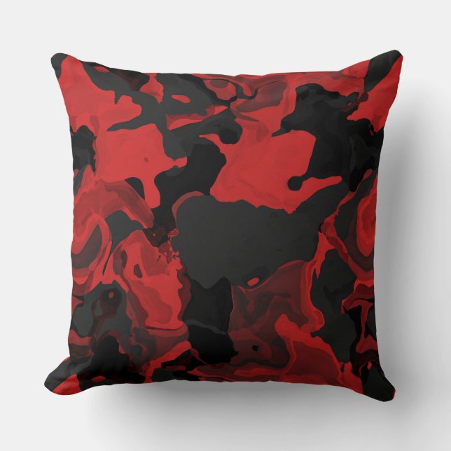 Cojín Decorativo Resumen rojo y negro (Anverso)