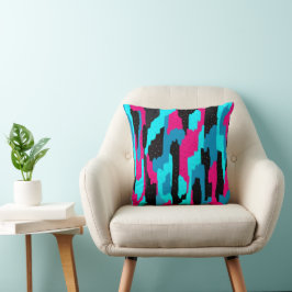 Cojín Decorativo Resumen rosa, negro y azul
