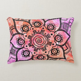 Cojín Decorativo Resumen rosa y Naranja Mandala Accent Pillow