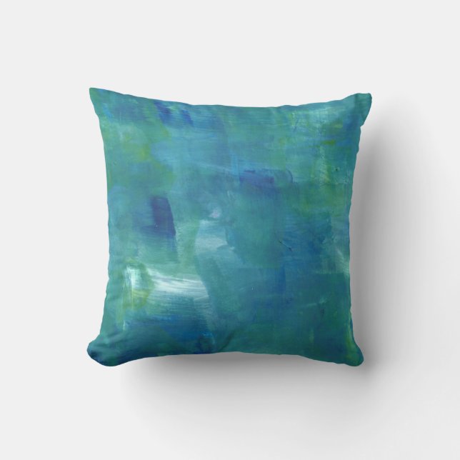 Cojín Decorativo Resumen Sentimiento Verde Azul. (Anverso)