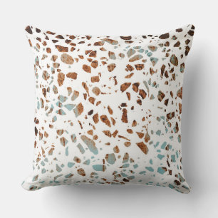 Cojín Decorativo Resumen Terrazzo Mosaic Rust Brown & Blue Pattern